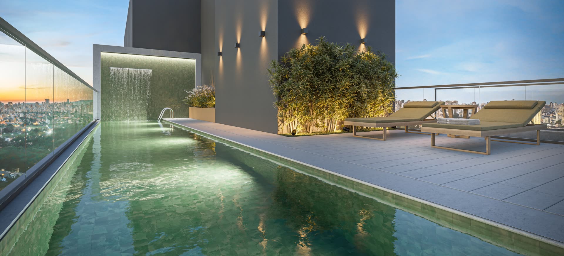 Perspectiva artística da piscina
